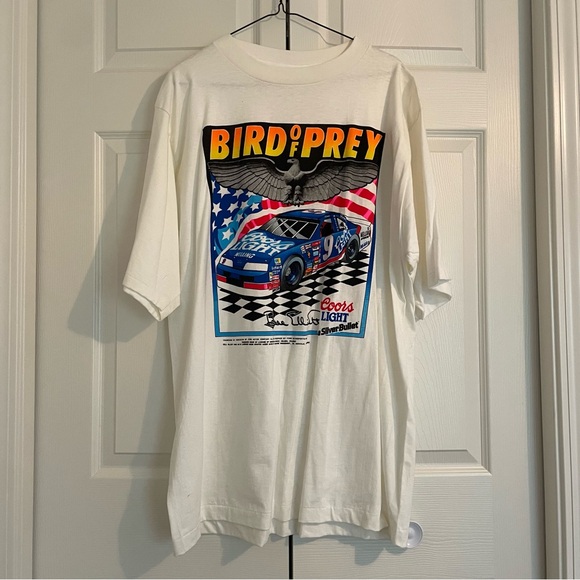 Vintage 90s Bill Elliott Coors Light Bird of Prey NASCAR T-Shirt XXL USA Made - Picture 1 of 7